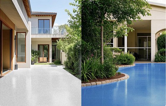 Vernice per pavimenti in sabbia colorata epossidica facile da installare per uso esterno Verniciatura epossidica al quarzo a due componenti Pavimentazione epossidica colorata