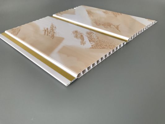 Pannello in PVC con design marmorizzato per soffitto e parete, materiale decorativo per interni, ampie linee dorate, pannelli murali impermeabili per rivestimento bagno 250mm