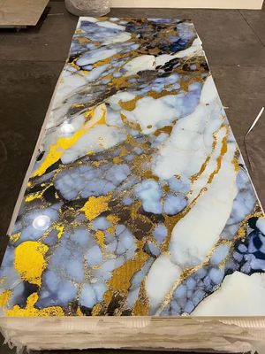 Pannello murale in marmo lucido impermeabile con rivestimento UV per interni