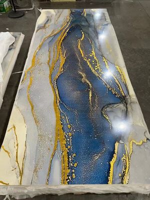 Pannello murale in marmo lucido impermeabile con rivestimento UV per interni