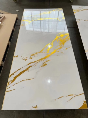 Vendita all'ingrosso in fabbrica di lastre di marmo UV color oro, marmol UV per l'America Latina, pannello murale decorativo impermeabile